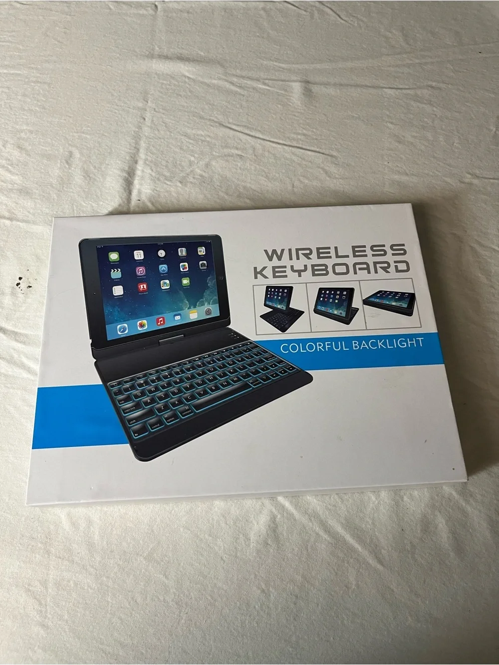 Wireless Bluetooth Tablet Keyboard with Blue Backlight